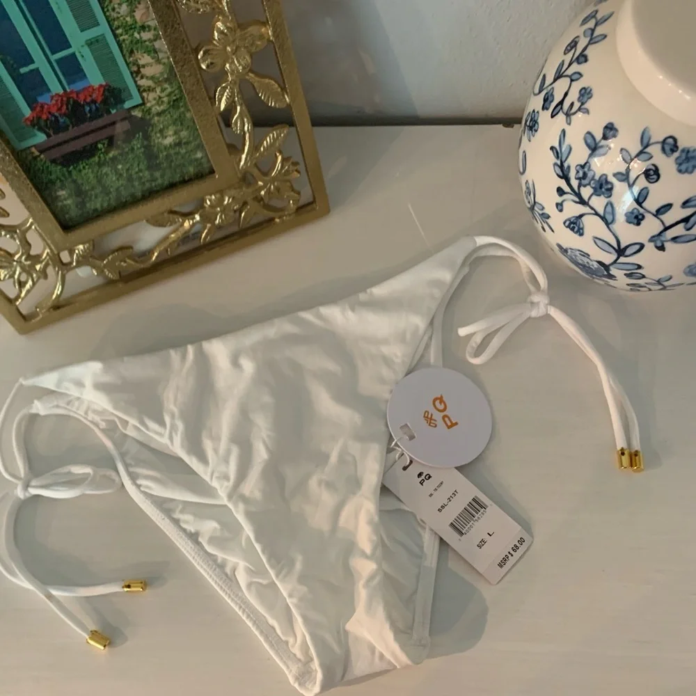 NWT Pilyq‎ White Teeny Tie Bikini Bottoms